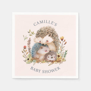 Serviette En Papier Adorable Hérisson Famille Baby shower rose
