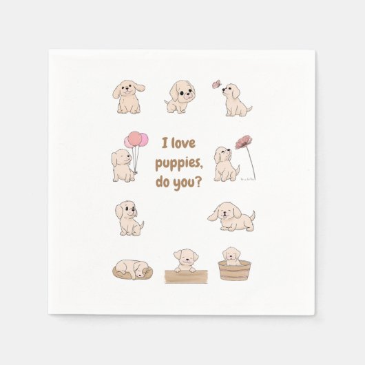 Serviette En Papier Adorable Marionnette fête d'anniversaire (Devant)