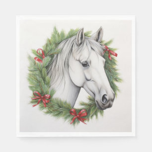 Serviette En Papier Adorable Noël Cheval Design