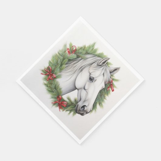 Serviette En Papier Adorable Noël Cheval Design (Coin)