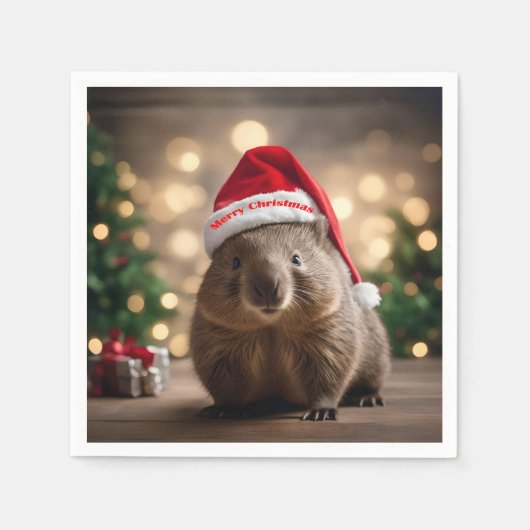 Serviette En Papier adorable Noël Wombat, (Devant)