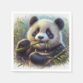 Serviette En Papier Adorable Ours De Panda Mangeant Bambou (Devant)