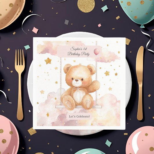 Serviette En Papier Adorable Ours En Conflit Anniversaire - Dessous de