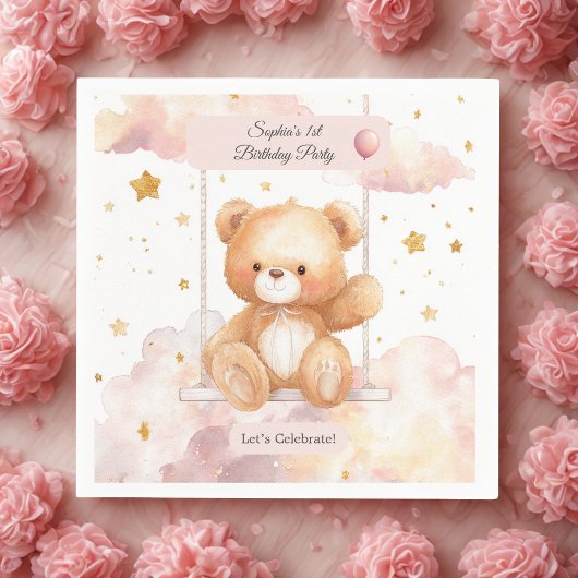 Serviette En Papier Adorable Ours En Conflit Anniversaire - Dessous de