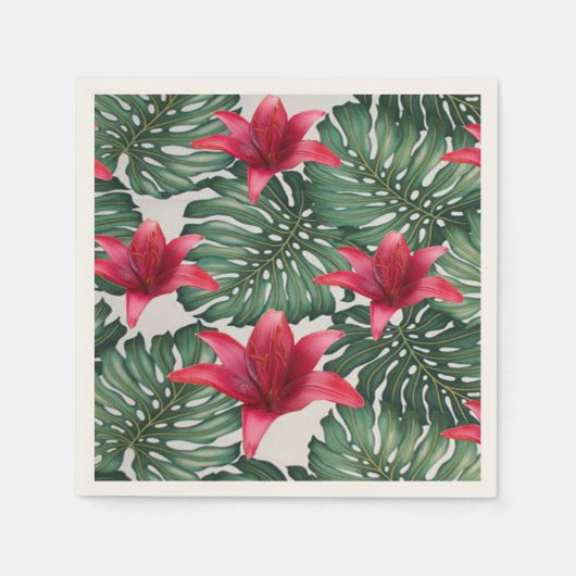 Serviette En Papier Adorable Palm Tropical Hawaiian Hibiskus (Devant)