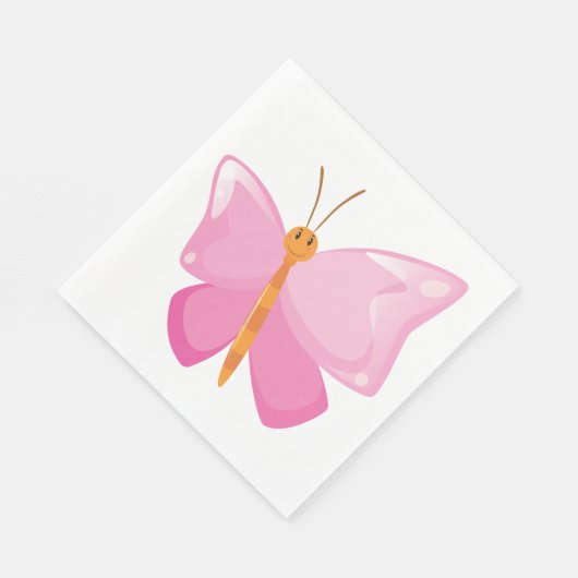 Serviette En Papier adorable Papillon de dessin rose (Coin)