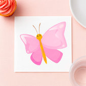 Serviette En Papier adorable Papillon de dessin rose