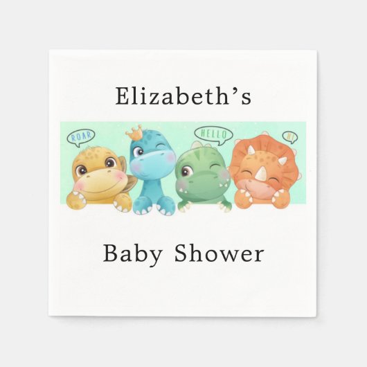 Serviette En Papier Adorable Petit Baby shower Dinosaure (Devant)