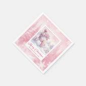 Serviette En Papier Adorable Pink Snowman Christmas Scene Napkins Kids (Coin)