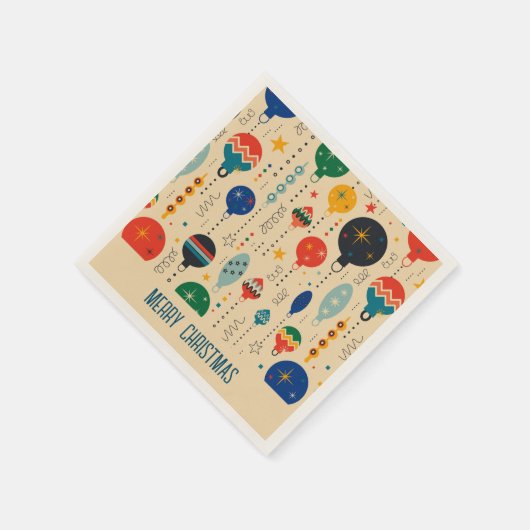 Serviette En Papier Adorable rétro motif Ornements Joyeux Noël (Coin)