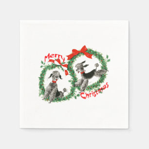 Serviette En Papier Adorable Retro Poodles de Noël Wreath Personnalisé