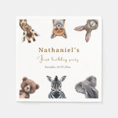 Serviette En Papier Adorable Safari Forêt Animaux Anniversaire (Devant)