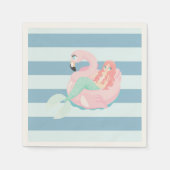 Serviette En Papier Adorable sirène sur bandes bleu clair (Devant)
