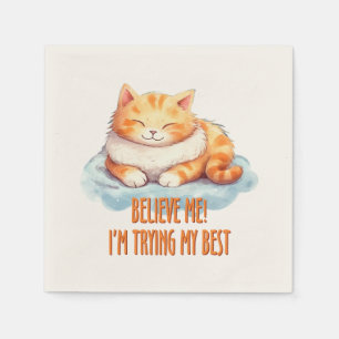 Serviette En Papier Adorable Tabby Orange Chat - Je tente mon meilleur