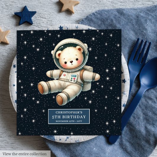 Serviette En Papier Adorable Teddy Bear Astronaut Baby shower de servi
