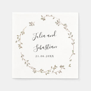 Serviette En Papier Adorable Tiny Green Feuille mariage monogramme