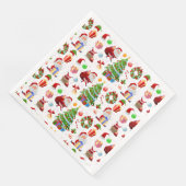 Serviette En Papier Adorables Père Noël Et Éléments De Noël (Coin)