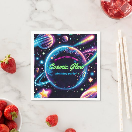 Serviette En Papier Ados Espace Lumineux cosmique Thème Anniversaire F (En situation)