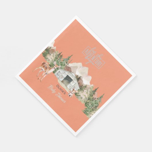 Serviette En Papier Adventure Attend Burnt Orange Mountain Baby shower (Coin)