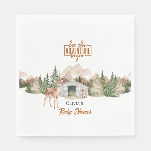 Serviette En Papier Adventure Attend Burnt Orange Mountain Baby shower (Devant)