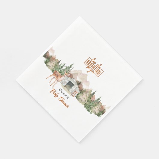 Serviette En Papier Adventure Attend Burnt Orange Mountain Baby shower (Coin)
