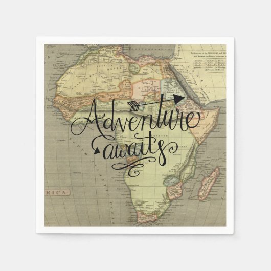 Serviette En Papier Adventure Attend la carte de l'ancien monde (Devant)