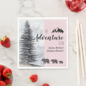 Serviette En Papier Adventure Attend Ours Rustiques Baby shower rose (En situation)