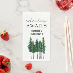 Serviette En Papier Adventure Await Aquarelle Pins Rustiques