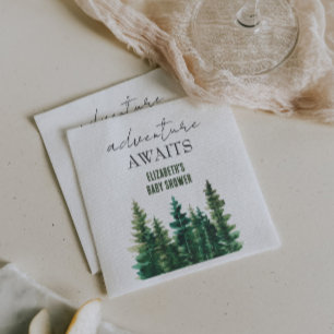 Serviette En Papier Adventure Await Aquarelle Pins Rustiques