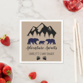 Serviette En Papier Adventure Await Bears Kraft Baby shower serviettes (En situation)