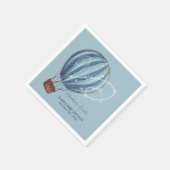Serviette En Papier Adventure Await Blue Hot Air Balloon Baby shower (Coin)