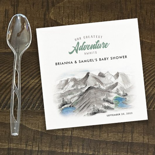 Serviette En Papier Adventure Await Couples Baby shower Mountains