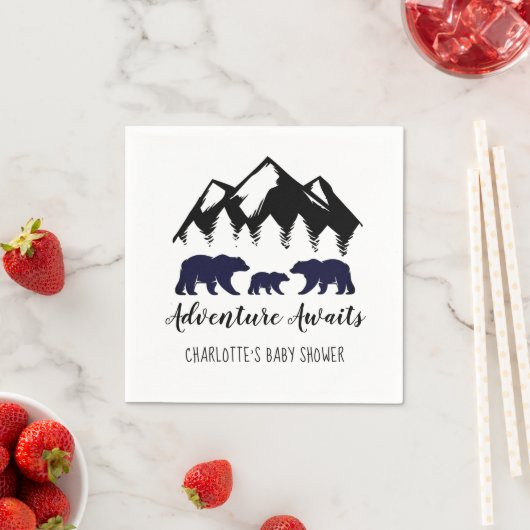 Serviette En Papier Adventure Await Ours Baby shower serviettes (En situation)