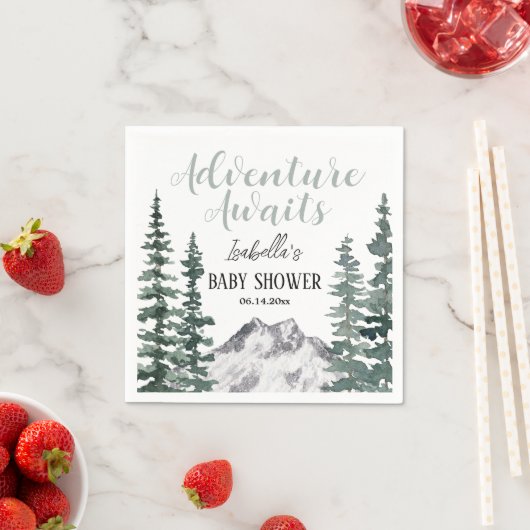 Serviette En Papier Adventure Await Rustic Mountains Baby shower (En situation)