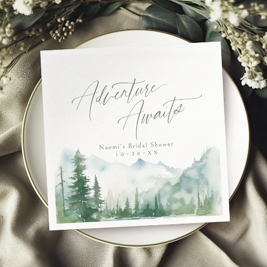 Serviette En Papier Adventure Awaits Mountain Rustic Bridal Shower