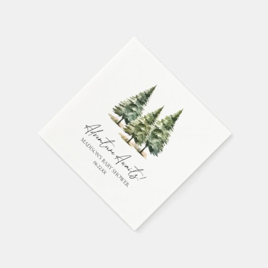 Serviette En Papier Adventure Awaits! Winter Pine Trees Baby Shower (Coin)