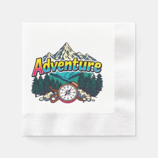 Serviette En Papier Adventure Mountain – Outdoor Hiking Nature Design (Devant)