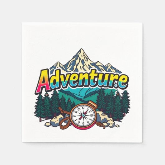 Serviette En Papier Adventure Mountain – Outdoor Hiking Nature Design (Devant)