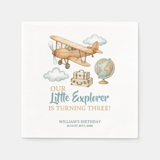 Serviette En Papier Adventure Travel Little Explorer Anniversaire (Devant)