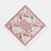 Serviette En Papier Aerial Pink and Gold Napkins Ethereal Monogram (Coin)