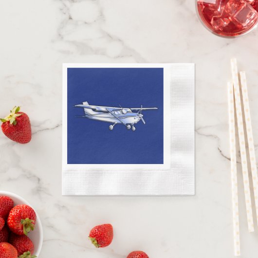 Serviette En Papier Aéronef Chrome Cessna Silhouette Volant sur bleu (En situation)