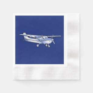 Serviette En Papier Aéronef Chrome Cessna Silhouette Volant sur bleu