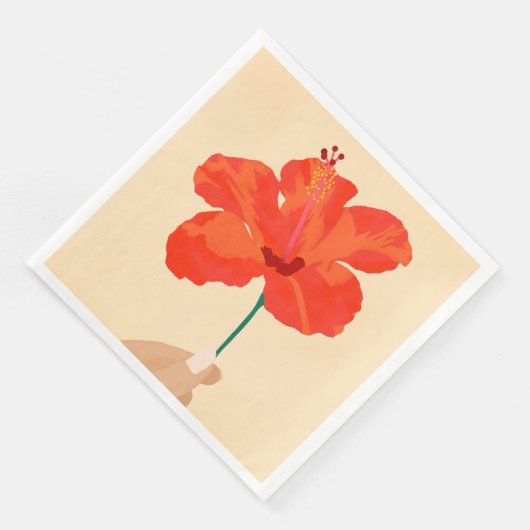 Serviette En Papier Affection Hibiscus (Coin)