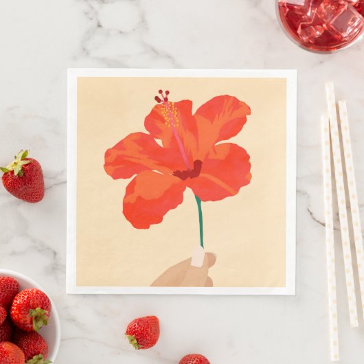 Serviette En Papier Affection Hibiscus (En situation)