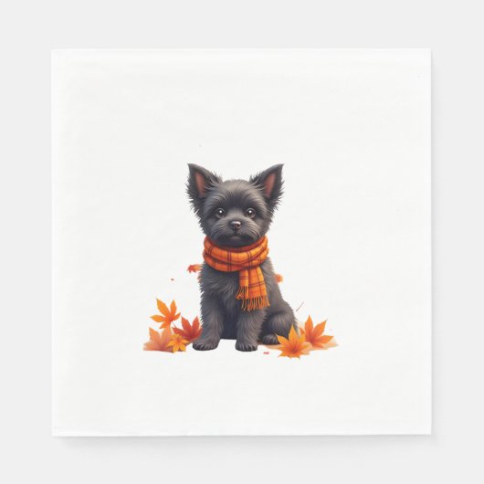 Serviette En Papier Affenpinscher Au Coeur Fait De Feuilles D'Automne (Devant)