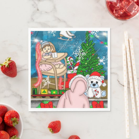 Serviette En Papier Affichage de la fenêtre Nostalgique de Noël (En situation)