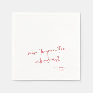 Serviette En Papier Affichage Mariage de style manuscrit de note d'amo