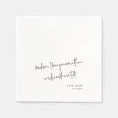 Serviette En Papier Affichage Mariage de style manuscrit de note d'amo (Devant)