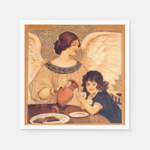 Serviette En Papier Affiche Antique d'Ange au Chocolat Français : Art