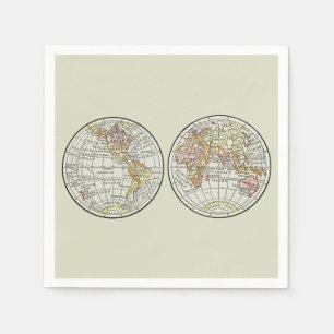 Serviette En Papier Affiche de globe de carte du monde vintage 1916 Hé